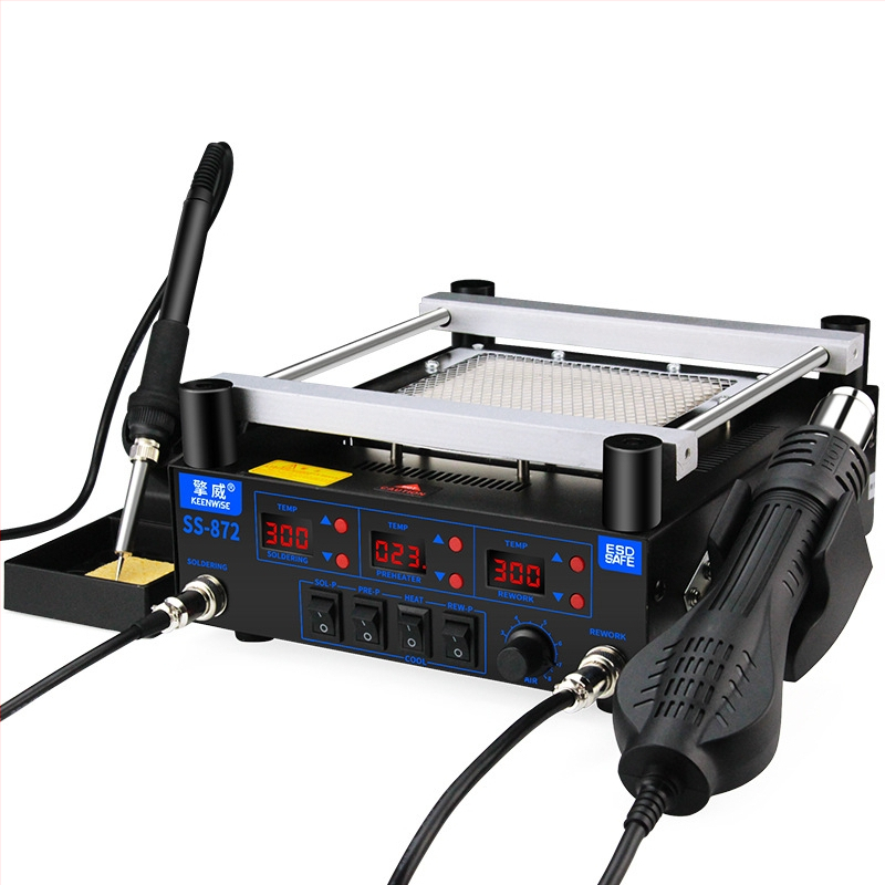 Stație de lipit cu aer cald pentru rework BGA, stație 3-in-1 pentru repararea plăcilor de bază, model SS-872, greutate netă 5, Qingwei