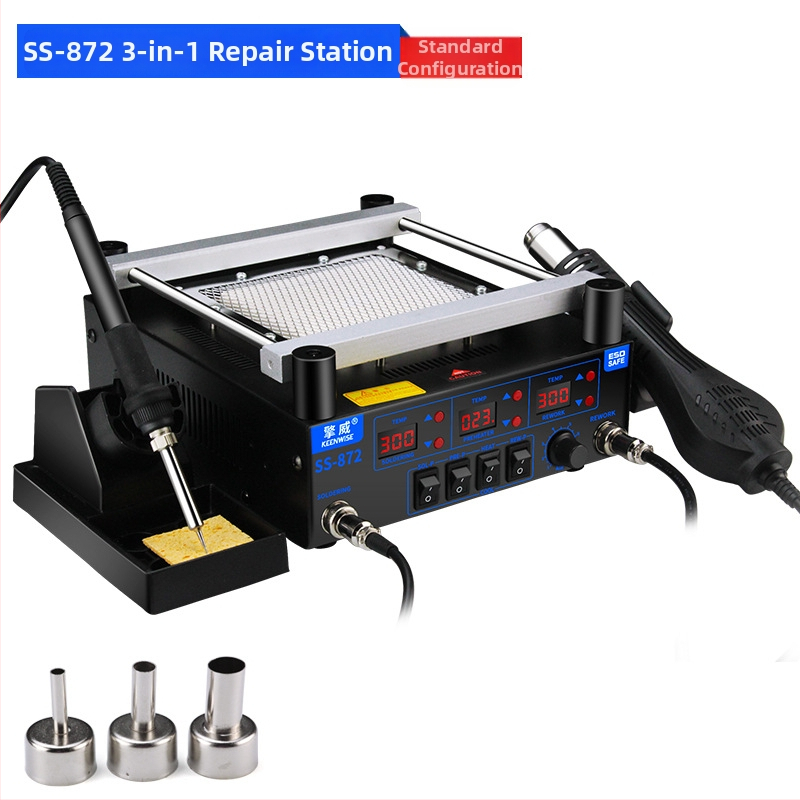Stație de lipit cu aer cald pentru rework BGA, stație 3-in-1 pentru repararea plăcilor de bază, model SS-872, greutate netă 5, Qingwei