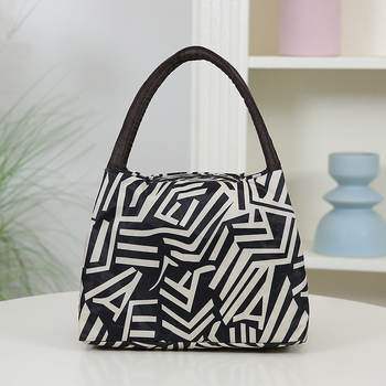 Чанта за ръка от найлон, градска простота, хоризонтална квадратна форма, цип, вътрешен джоб за телефон, двойни дръжки