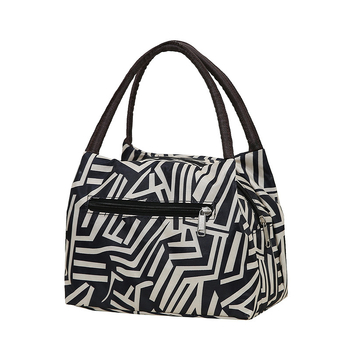 Чанта за ръка от найлон, градска простота, хоризонтална квадратна форма, цип, вътрешен джоб за телефон, двойни дръжки