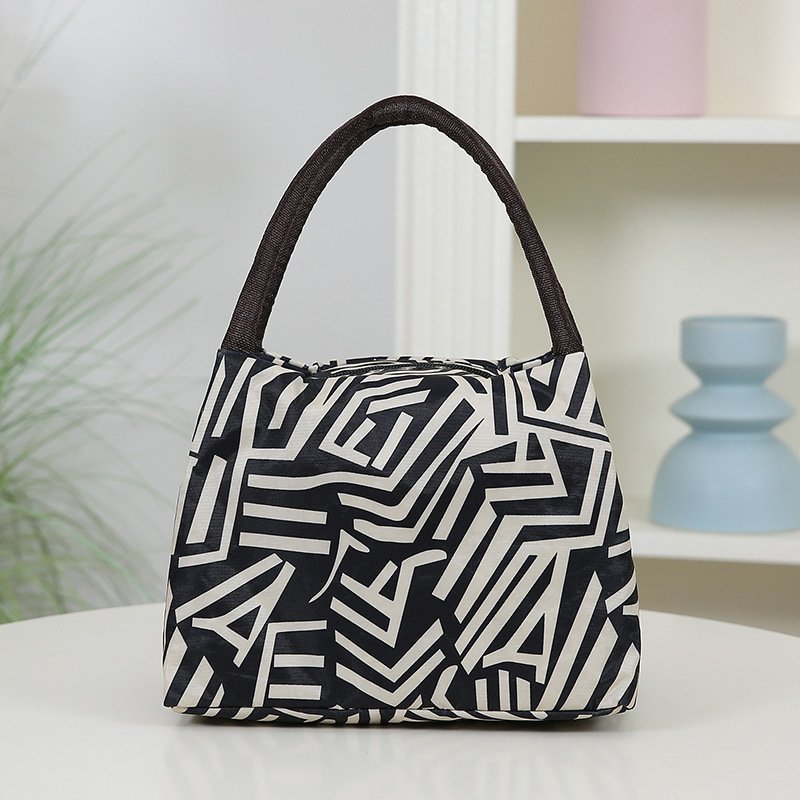 Чанта за ръка от найлон, градска простота, хоризонтална квадратна форма, цип, вътрешен джоб за телефон, двойни дръжки