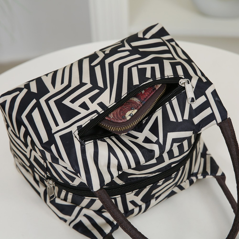 Чанта за ръка от найлон, градска простота, хоризонтална квадратна форма, цип, вътрешен джоб за телефон, двойни дръжки