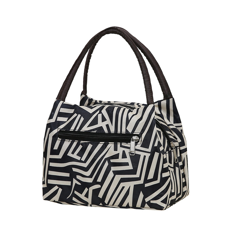 Чанта за ръка от найлон, градска простота, хоризонтална квадратна форма, цип, вътрешен джоб за телефон, двойни дръжки