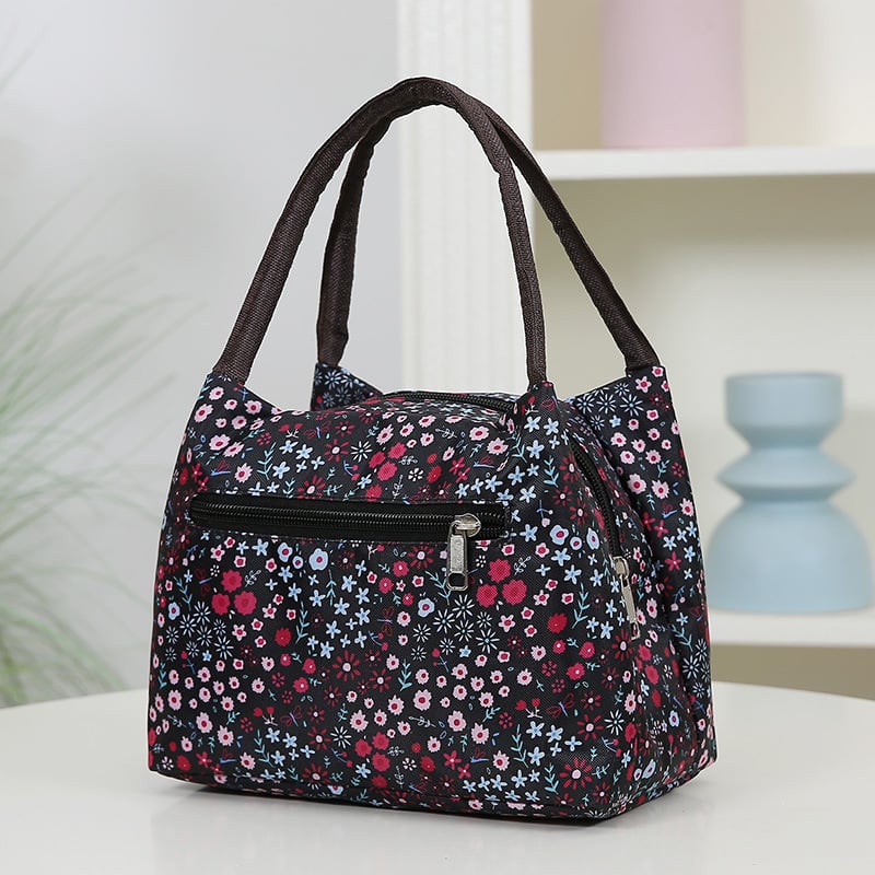 Чанта за ръка от найлон, градска простота, хоризонтална квадратна форма, цип, вътрешен джоб за телефон, двойни дръжки