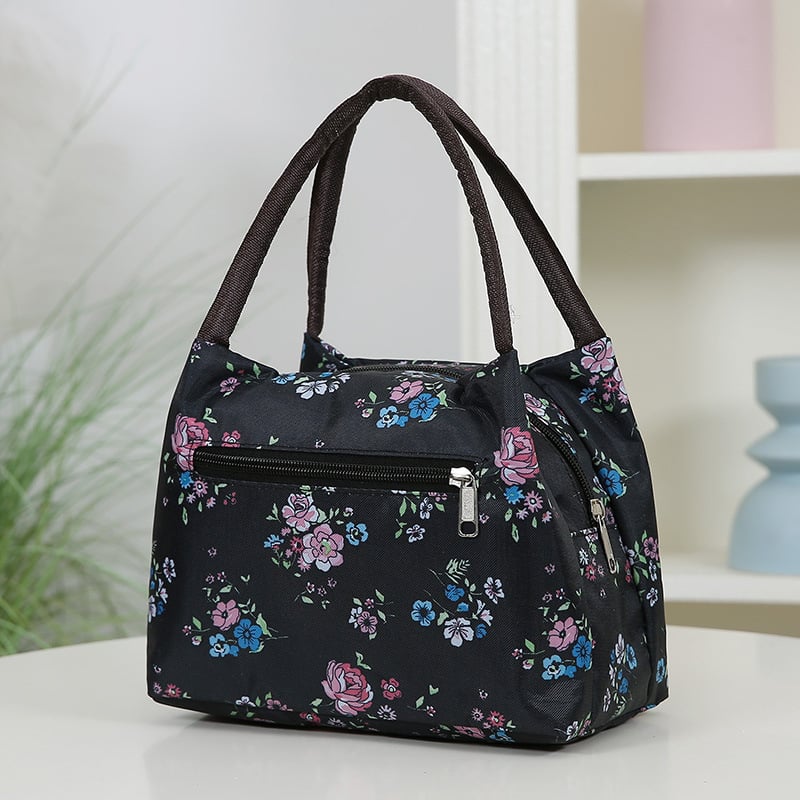 Чанта за ръка от найлон, градска простота, хоризонтална квадратна форма, цип, вътрешен джоб за телефон, двойни дръжки