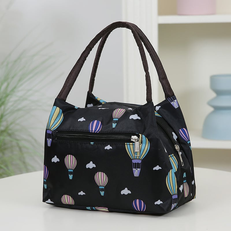 Чанта за ръка от найлон, градска простота, хоризонтална квадратна форма, цип, вътрешен джоб за телефон, двойни дръжки