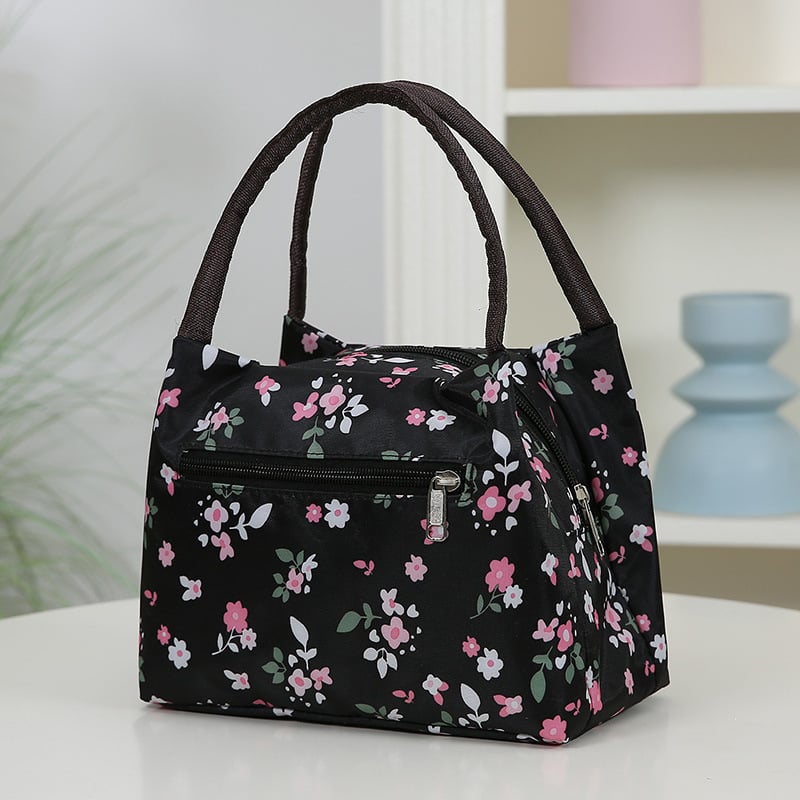 Чанта за ръка от найлон, градска простота, хоризонтална квадратна форма, цип, вътрешен джоб за телефон, двойни дръжки