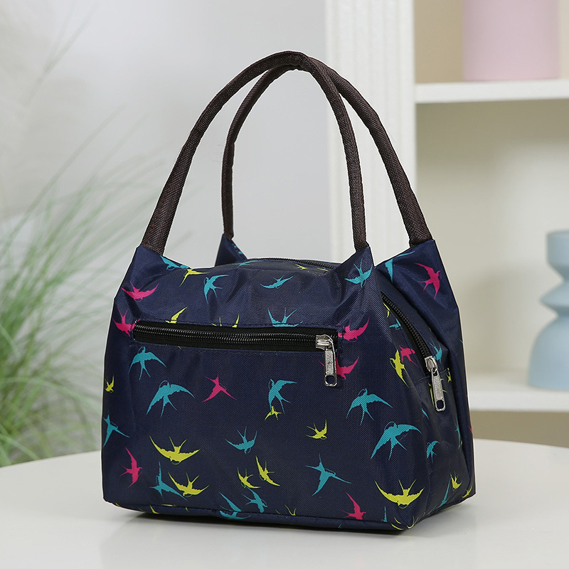 Чанта за ръка от найлон, градска простота, хоризонтална квадратна форма, цип, вътрешен джоб за телефон, двойни дръжки