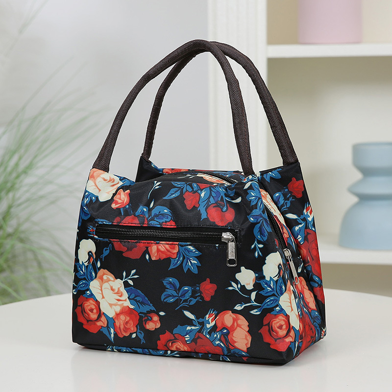 Чанта за ръка от найлон, градска простота, хоризонтална квадратна форма, цип, вътрешен джоб за телефон, двойни дръжки