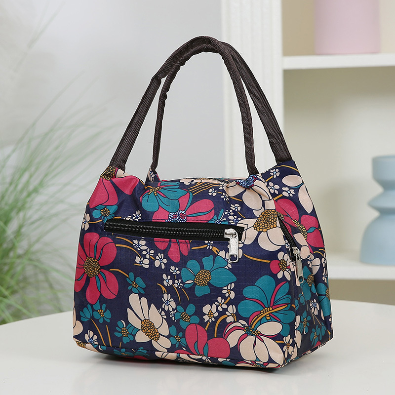 Чанта за ръка от найлон, градска простота, хоризонтална квадратна форма, цип, вътрешен джоб за телефон, двойни дръжки