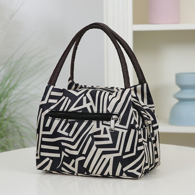 Чанта за ръка от найлон, градска простота, хоризонтална квадратна форма, цип, вътрешен джоб за телефон, двойни дръжки