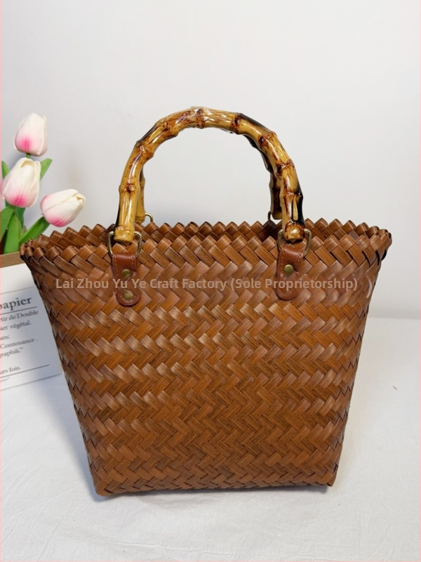 PVC Tote чанта с дизайн кошница за зеленчуци, стил градска простота, хоризонтална квадратна форма, горно отваряне, без подплата, голям капацитет, пускане през пролетта 2025