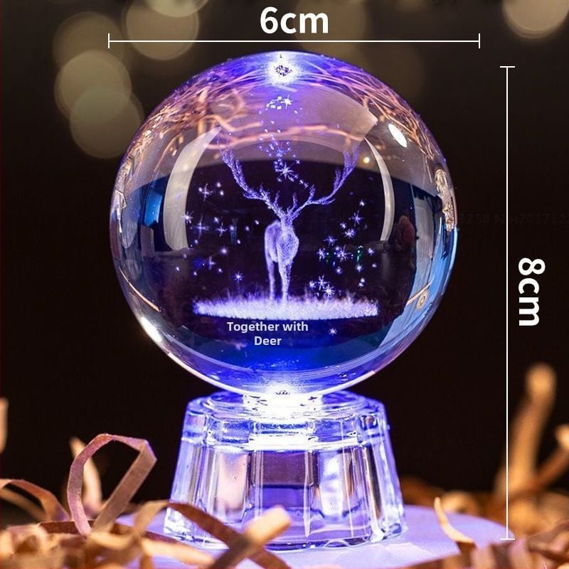 Кристална топка-нощна светлина със тема Слънчева система и Млечен път, LED източник на светлина, с база