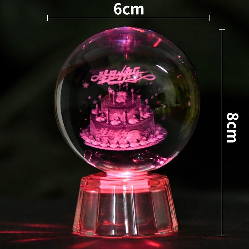 Кристална топка-нощна светлина със тема Слънчева система и Млечен път, LED източник на светлина, с база