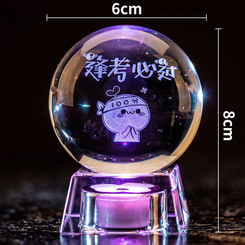 Кристална топка-нощна светлина със тема Слънчева система и Млечен път, LED източник на светлина, с база