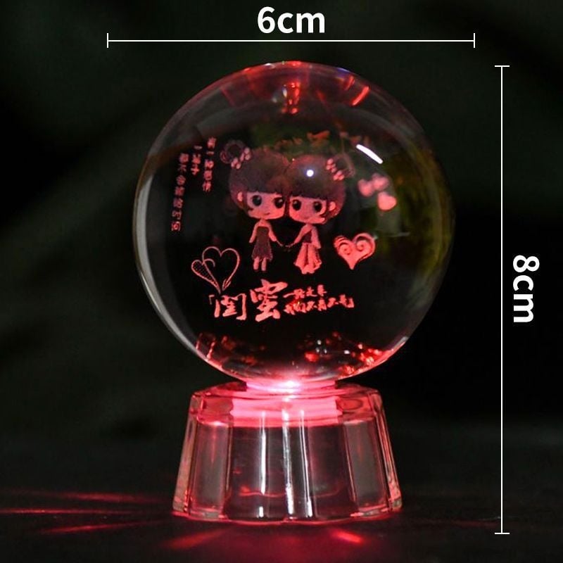 Кристална топка-нощна светлина със тема Слънчева система и Млечен път, LED източник на светлина, с база