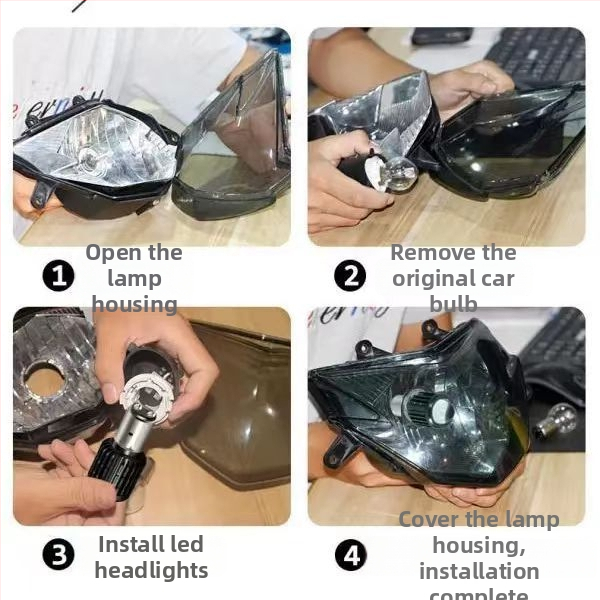 LED svetlo na motocykl s integrovaným vysokym a nízkym lúčom, 100W, 12V DC, hliníková zliatina, univerzálne uchytenie