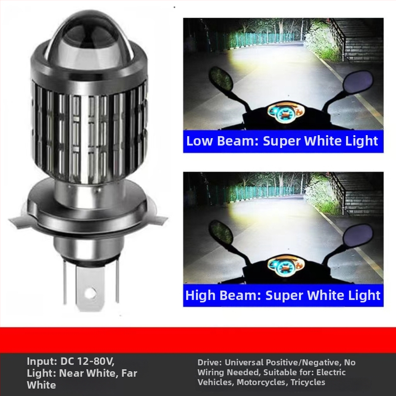 LED svetlo na motocykl s integrovaným vysokym a nízkym lúčom, 100W, 12V DC, hliníková zliatina, univerzálne uchytenie