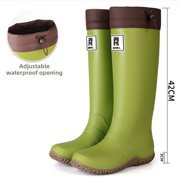 Unisex lietaus batai su aukštu vamzdžiu, PVC viršus, atsparūs vandeniui, stora padas