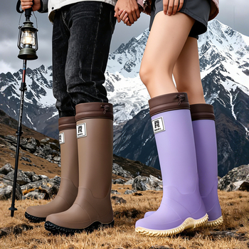 Unisex lietaus batai su aukštu vamzdžiu, PVC viršus, atsparūs vandeniui, stora padas