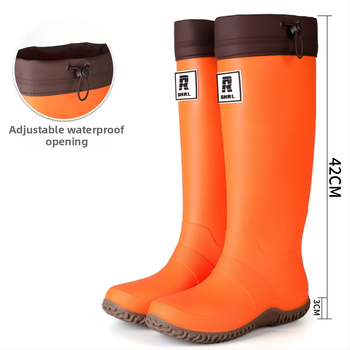 Unisex lietaus batai su aukštu vamzdžiu, PVC viršus, atsparūs vandeniui, stora padas