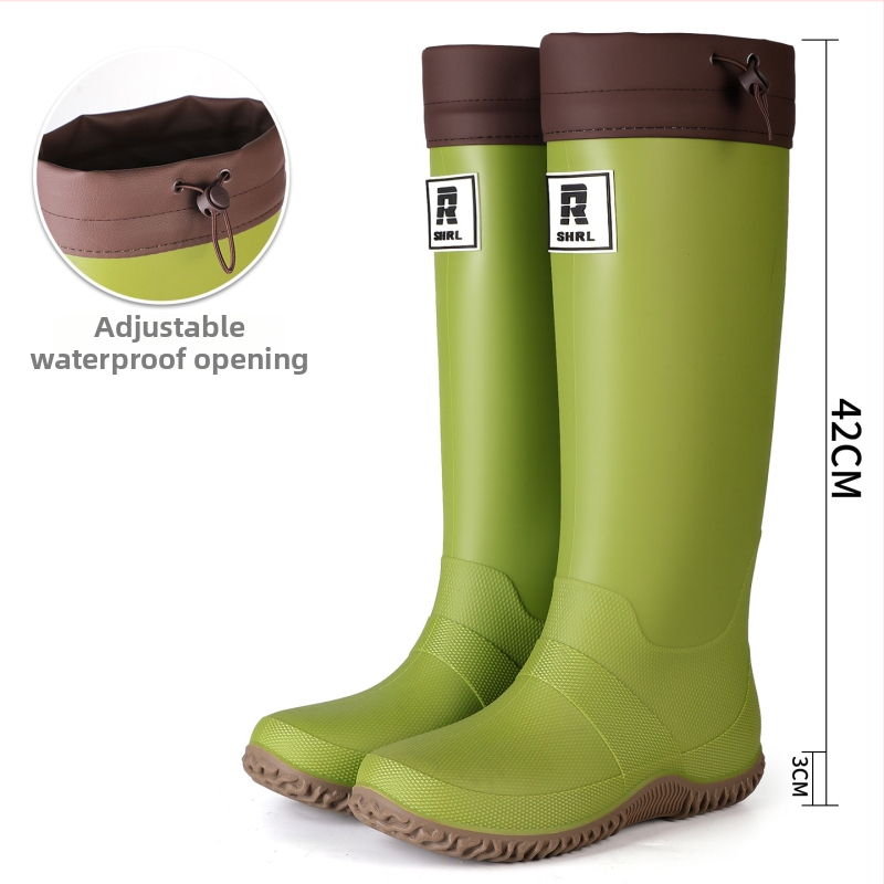 Unisex lietaus batai su aukštu vamzdžiu, PVC viršus, atsparūs vandeniui, stora padas