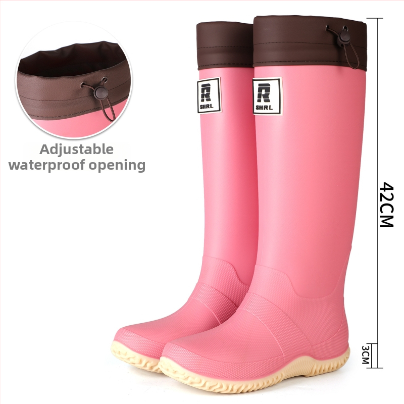 Unisex lietaus batai su aukštu vamzdžiu, PVC viršus, atsparūs vandeniui, stora padas