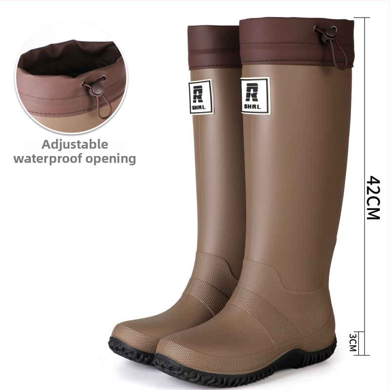 Unisex lietaus batai su aukštu vamzdžiu, PVC viršus, atsparūs vandeniui, stora padas