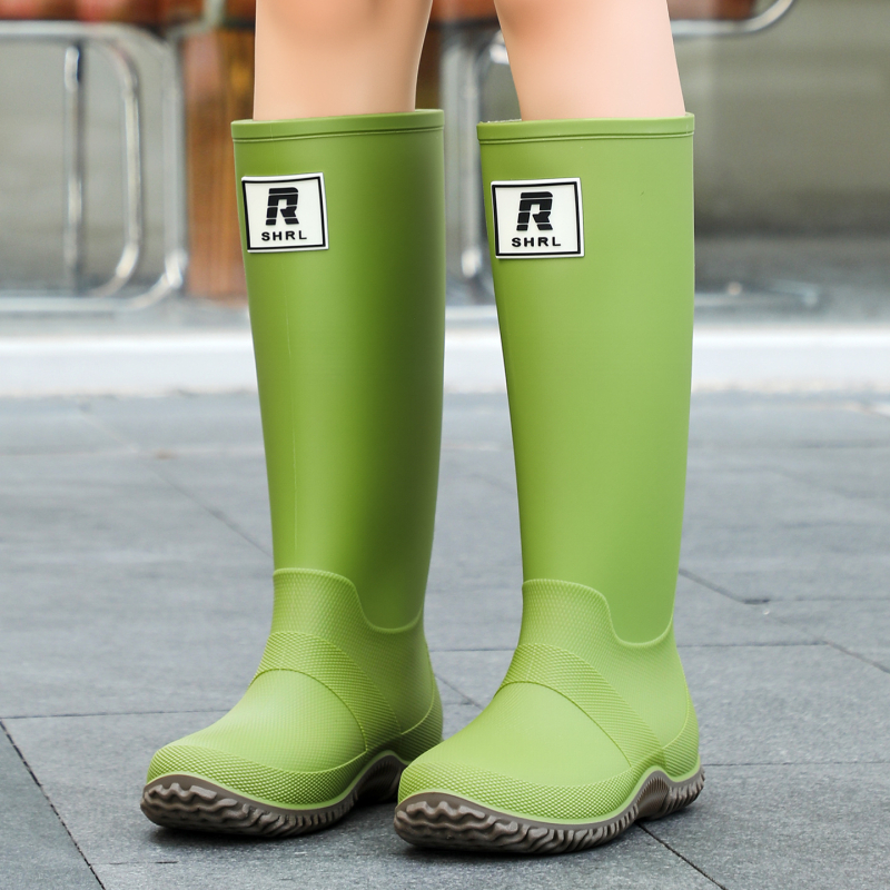 Unisex lietaus batai su aukštu vamzdžiu, PVC viršus, atsparūs vandeniui, stora padas