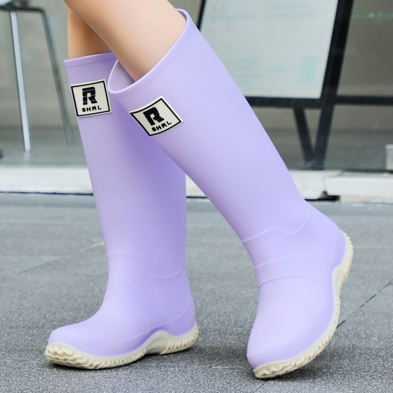 Unisex lietaus batai su aukštu vamzdžiu, PVC viršus, atsparūs vandeniui, stora padas