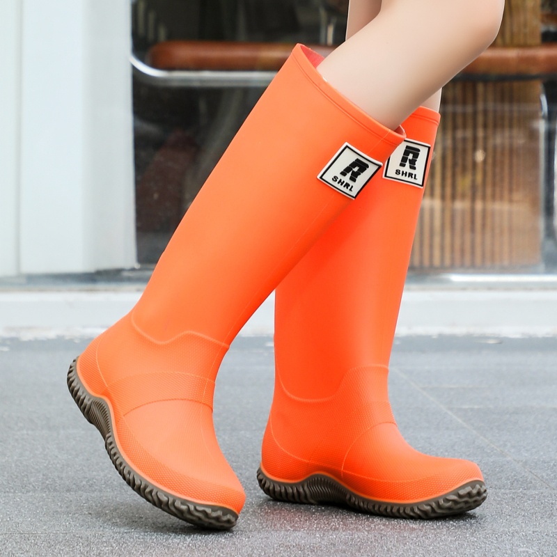 Unisex lietaus batai su aukštu vamzdžiu, PVC viršus, atsparūs vandeniui, stora padas