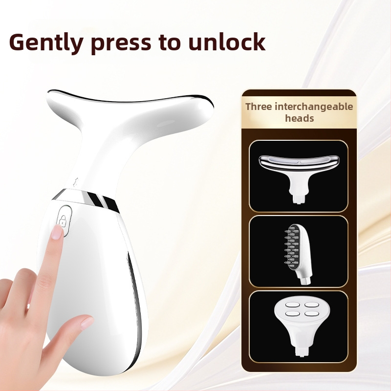 Dicai MR10 Kakla skaistuma ierīce: pacelšana un tonizēšana, grumbu samazināšana, ādas atjaunošana; trīs vienā masāžas ierīce ar fotonu gaismu un acu režīmu