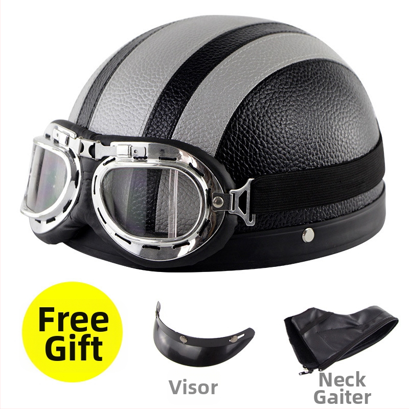 Casca Cyclegear pentru ciclism, tip half-shell, protecție împotriva vântului și razelor UV, model cu dungi, material PU skin + carcasă PP, unisex, adult, logo imprimat