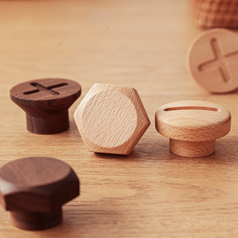 Ξύλινη στρογγυλή λαβή πόρτας ντουλάπας, μοντέρνο μινιμαλιστικό στυλ, χαρακτική, μοντέλο 8899