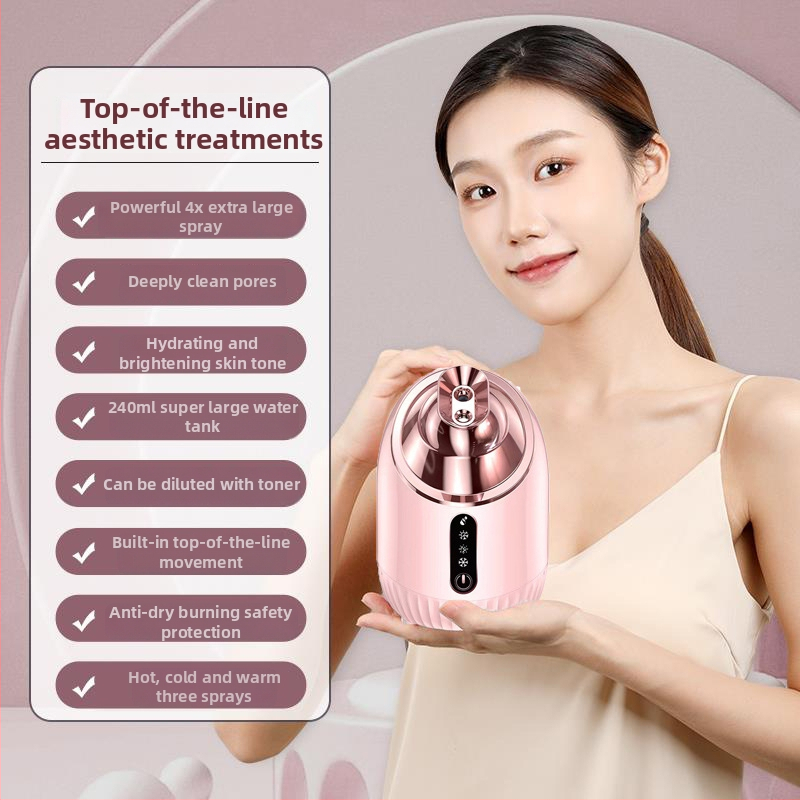 Mājas sejas hidratācijas ierīce ar nano smidzināšanu, karsts un auksts smidzinājums, 1. ātrums, migas laiks 61–120 s, bez akumulatora