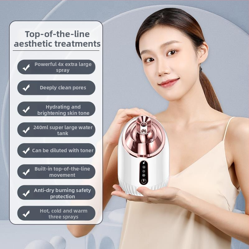 Mājas sejas hidratācijas ierīce ar nano smidzināšanu, karsts un auksts smidzinājums, 1. ātrums, migas laiks 61–120 s, bez akumulatora