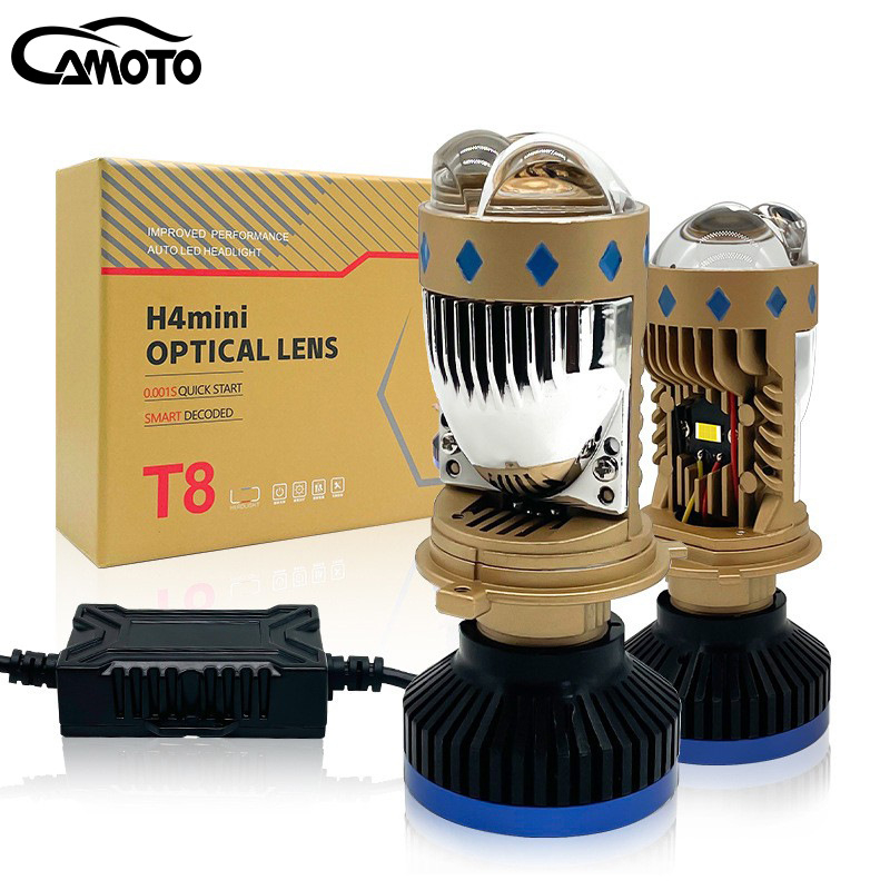 Motorkerékpár LED H4 fényszóró fisheye lencsével, 60W 12V 6500LM IP68, élettartam 50000h, minden modellhez kompatibil, spot típusú burkolat