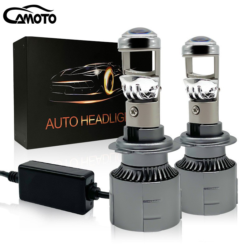 Motorkerékpár LED H4 fényszóró fisheye lencsével, 60W 12V 6500LM IP68, élettartam 50000h, minden modellhez kompatibil, spot típusú burkolat