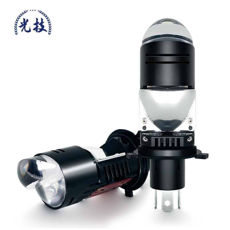 Motorkerékpár LED H4 fényszóró fisheye lencsével, 60W 12V 6500LM IP68, élettartam 50000h, minden modellhez kompatibil, spot típusú burkolat