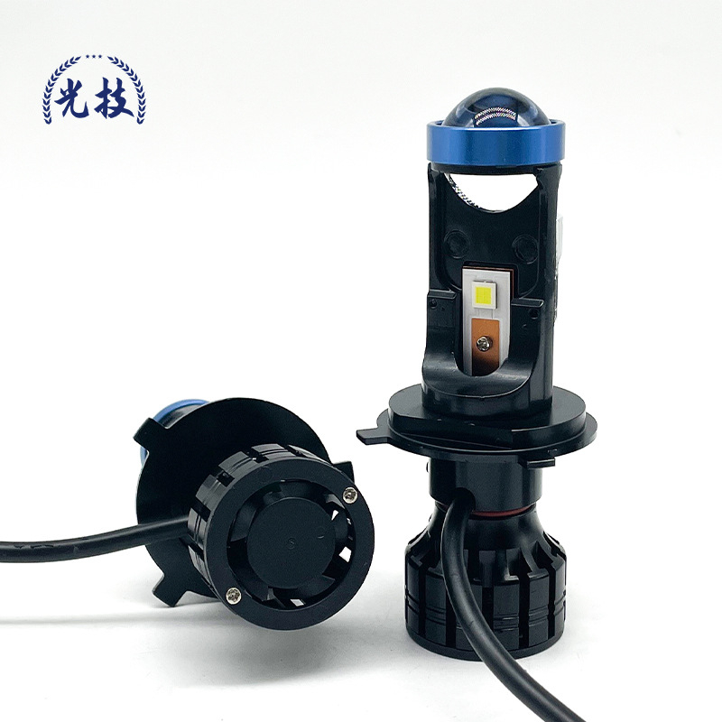Motorkerékpár LED H4 fényszóró fisheye lencsével, 60W 12V 6500LM IP68, élettartam 50000h, minden modellhez kompatibil, spot típusú burkolat