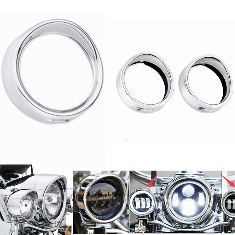 Metalni okvir prednjeg svjetla za Harley motocikl s dekorativnim prstenom za svjetla za maglu