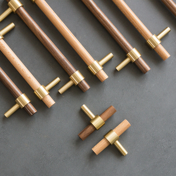 Mesingana ručka za ormar – orah drvo, dvostruka rupa, novi kineski stil, model 0001