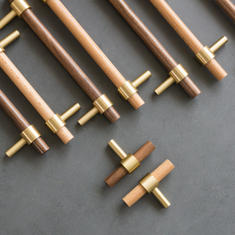 Mesingana ručka za ormar – orah drvo, dvostruka rupa, novi kineski stil, model 0001