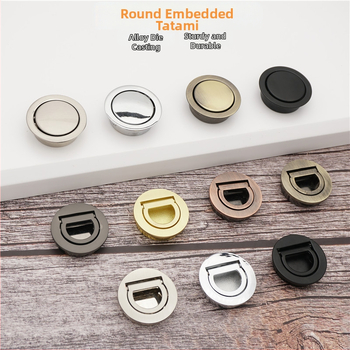Mâner rotund tip tatami cu inel pentru sertare și dulapuri, aliaj de zinc, finisaj lustruit, stil modern simplu