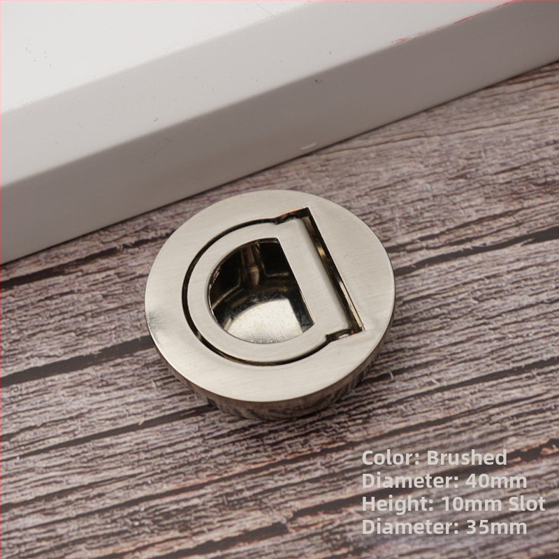 Mâner rotund tip tatami cu inel pentru sertare și dulapuri, aliaj de zinc, finisaj lustruit, stil modern simplu