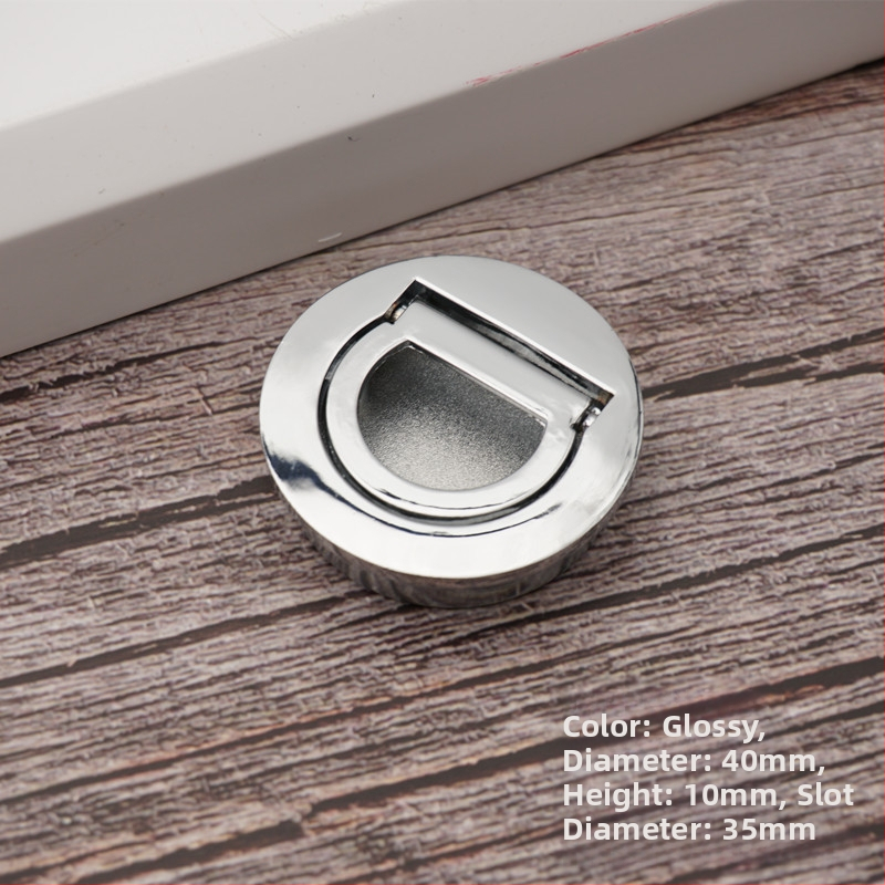 Mâner rotund tip tatami cu inel pentru sertare și dulapuri, aliaj de zinc, finisaj lustruit, stil modern simplu