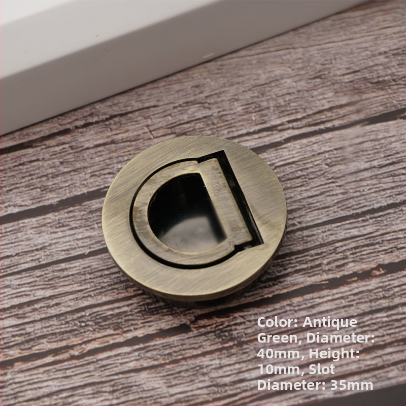 Mâner rotund tip tatami cu inel pentru sertare și dulapuri, aliaj de zinc, finisaj lustruit, stil modern simplu