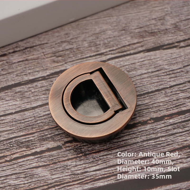 Mâner rotund tip tatami cu inel pentru sertare și dulapuri, aliaj de zinc, finisaj lustruit, stil modern simplu