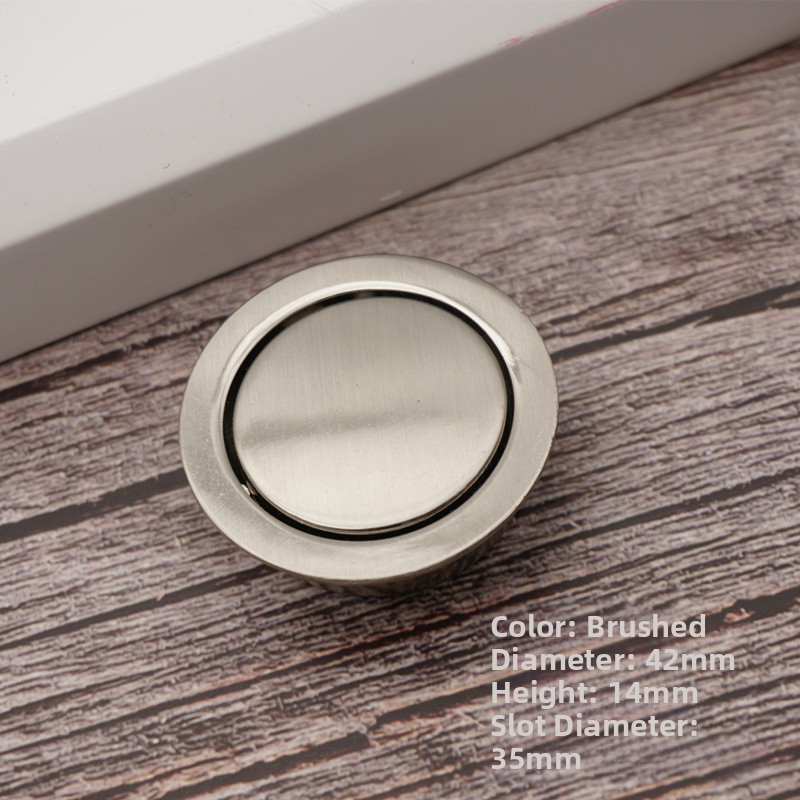 Mâner rotund tip tatami cu inel pentru sertare și dulapuri, aliaj de zinc, finisaj lustruit, stil modern simplu