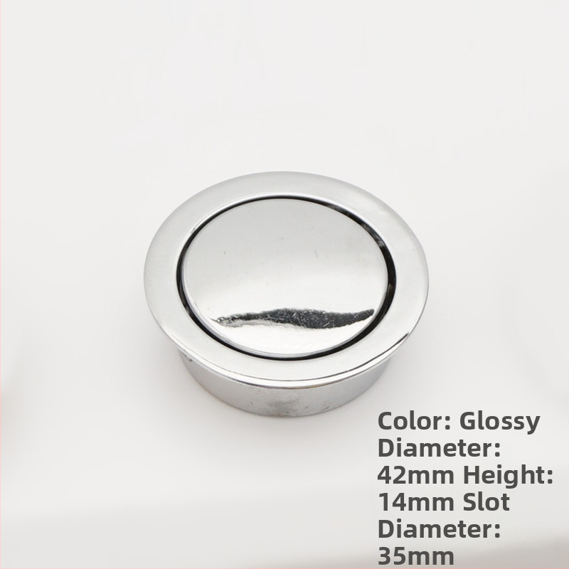 Mâner rotund tip tatami cu inel pentru sertare și dulapuri, aliaj de zinc, finisaj lustruit, stil modern simplu